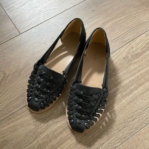 Nisolo Black Leather Huaraches Moccasins Flat Sandals - Size 6